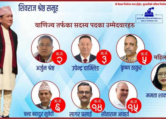 सुनसरी उद्योग बाणिज्य संघ चुनावः शिवराज श्रेष्ठको समुह सार्वजनिक 