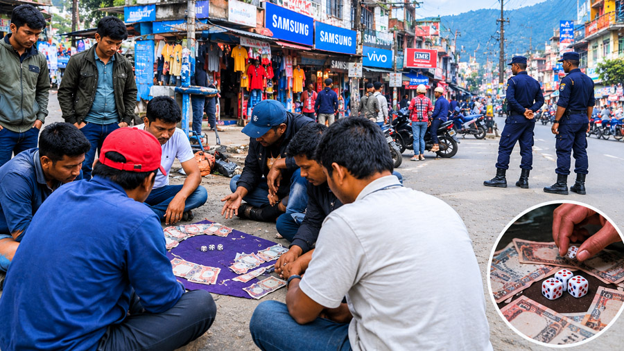 धरानको चोकचोकमा डाइस, प्रहरी बेखवर 